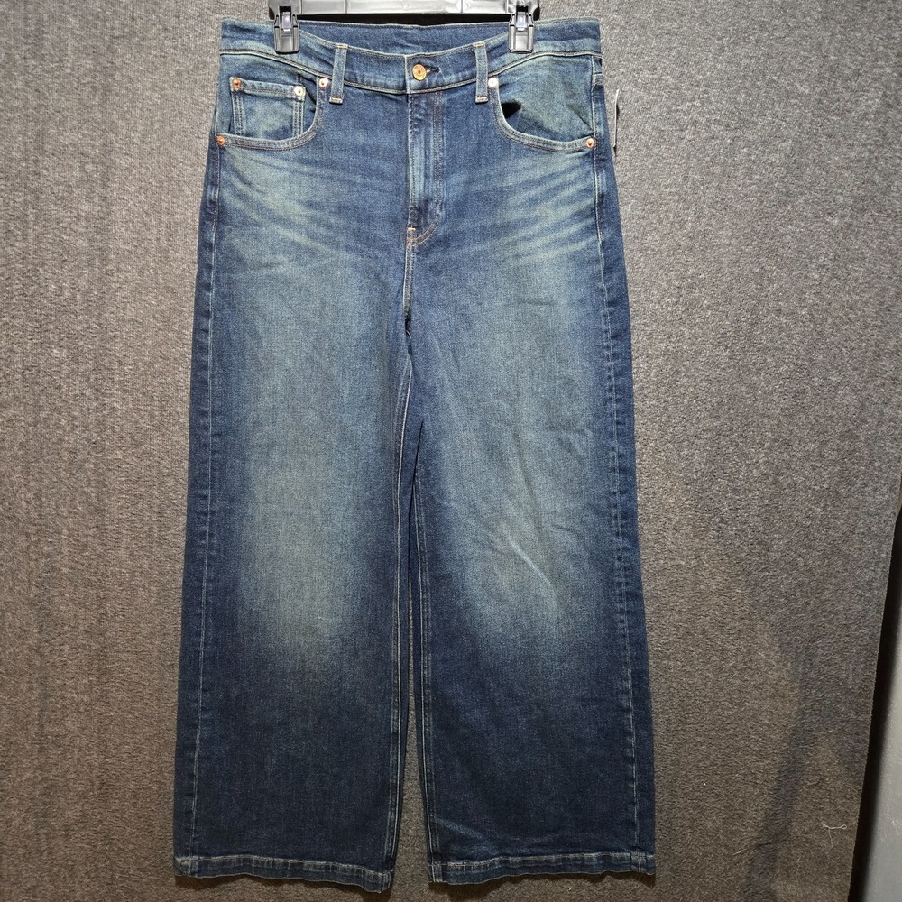 GAP Womens High Rise Wide Leg Stride Jeans Sz 12 / 31 Blue Preppy Classic Denim